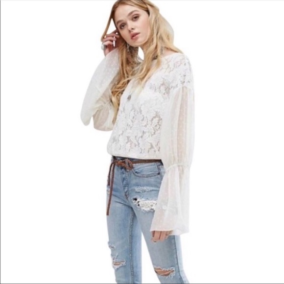 Free People Tops - FREE PEOPLE | Poetry in Lace Long Sleeve Blouse